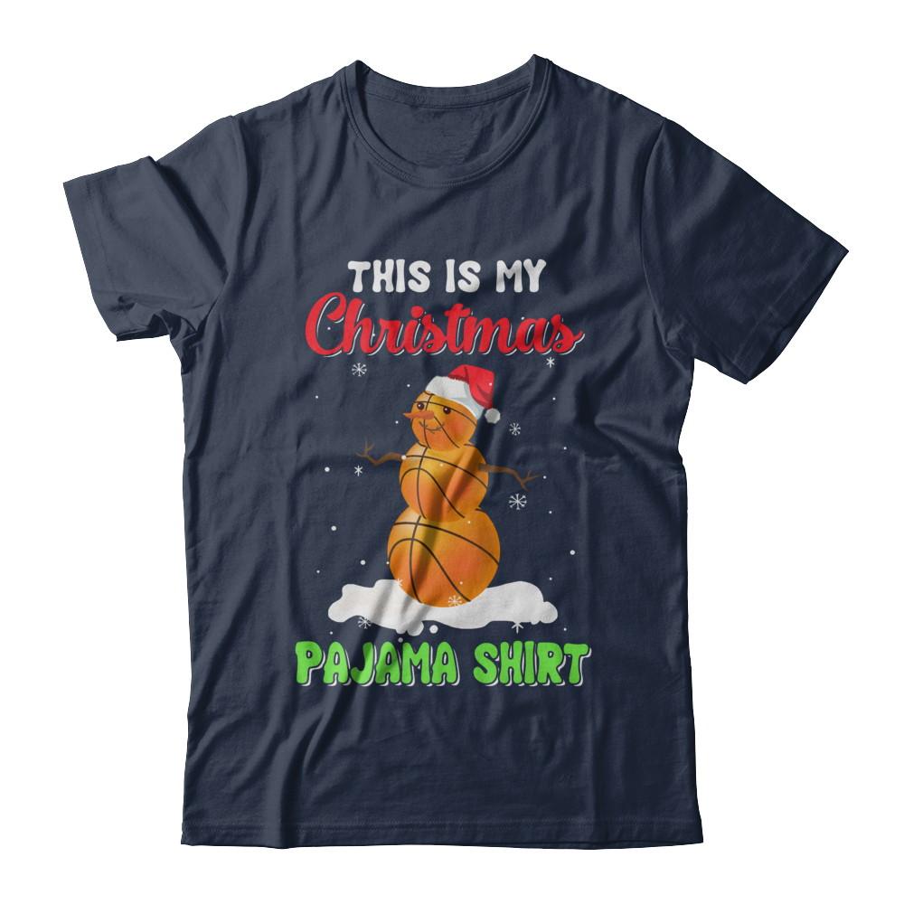 This Is My Christmas Pajama Xmas Snowman Basketball-T-Shirt & Sweatshirt-Classic T-Shirt-Navy