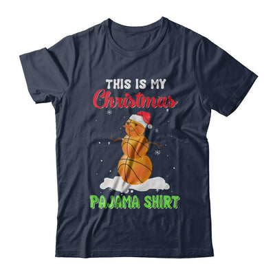 This Is My Christmas Pajama Xmas Snowman Basketball-T-Shirt & Sweatshirt-Classic T-Shirt-Navy