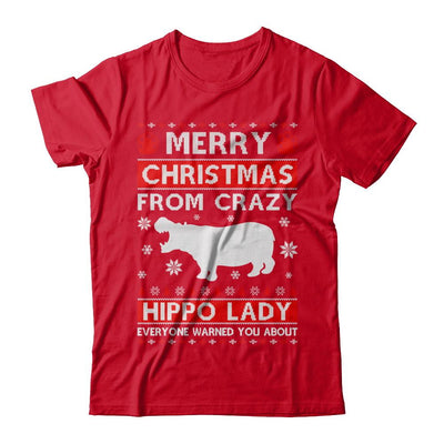 Merry Christmas From Crazy Hippo Lady Sweater-T-Shirt & Sweatshirt-Premium T-Shirt-Red