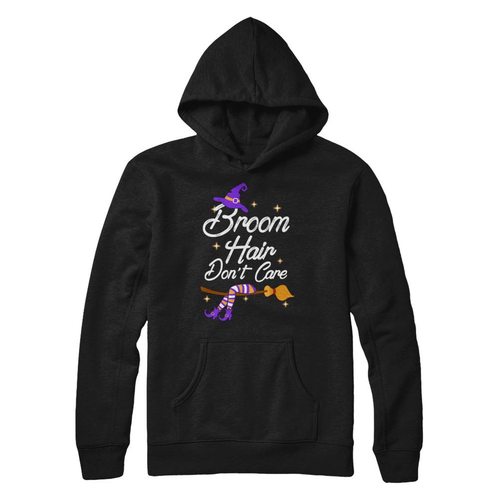Broom Hair Don't Care Witch Halloween-T-Shirt & Hoodie-Pullover Hoodie-Black