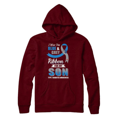I Wear Blue And Gray For My Son Diabetes Awareness-T-Shirt & Hoodie-Pullover Hoodie-Maroon