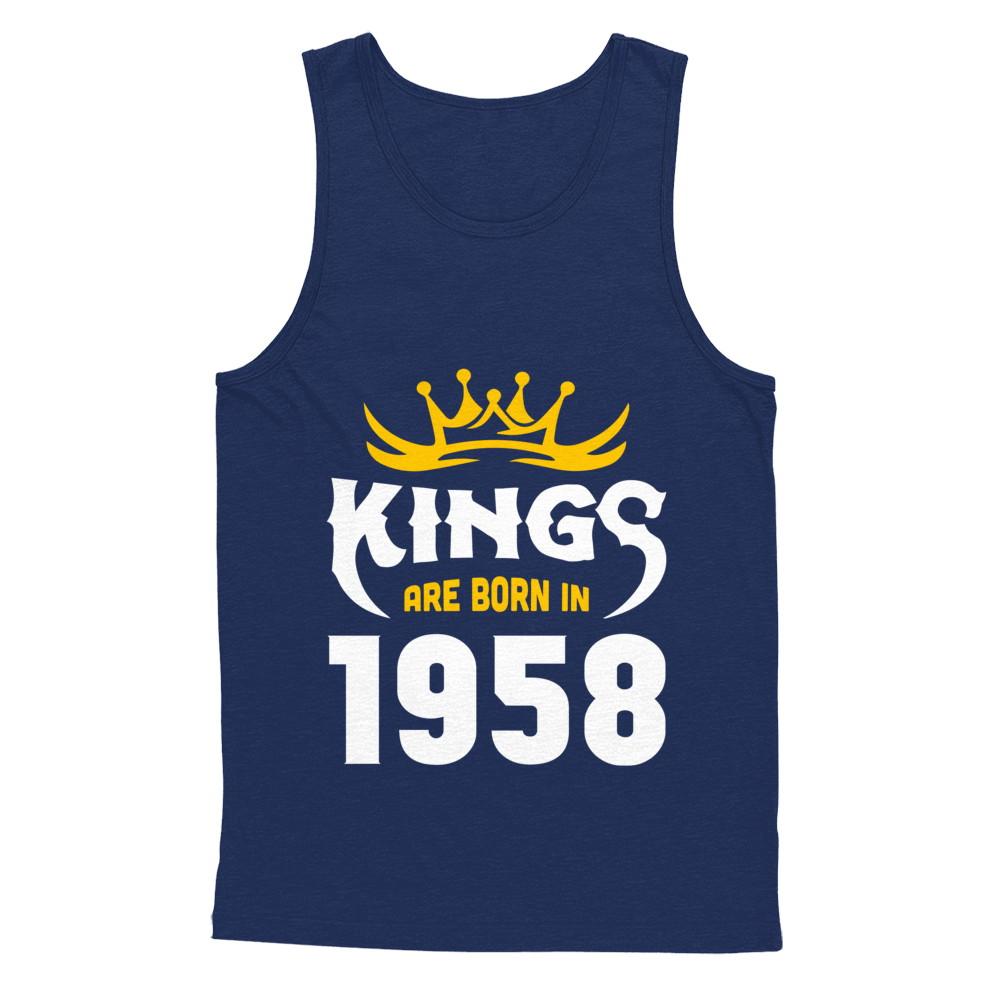 Kings Are Born In 1958 Birthday Gift-T-Shirt & Hoodie-Unisex Tank-Navy