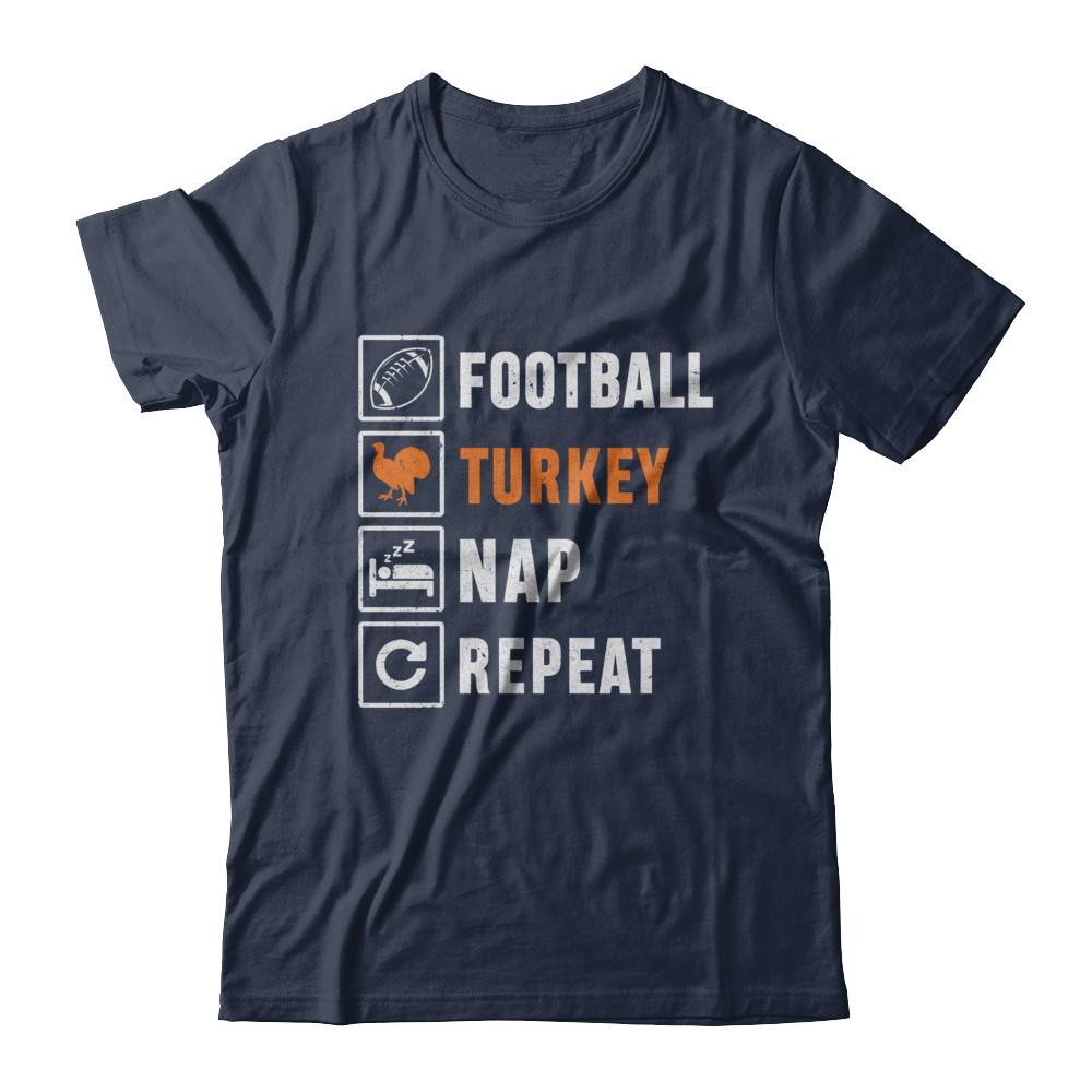 Football Turkey Nap Repeat Funny Thanksgiving Day-T-Shirt & Sweatshirt-Classic T-Shirt-Navy