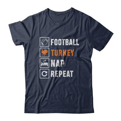Football Turkey Nap Repeat Funny Thanksgiving Day-T-Shirt & Sweatshirt-Classic T-Shirt-Navy
