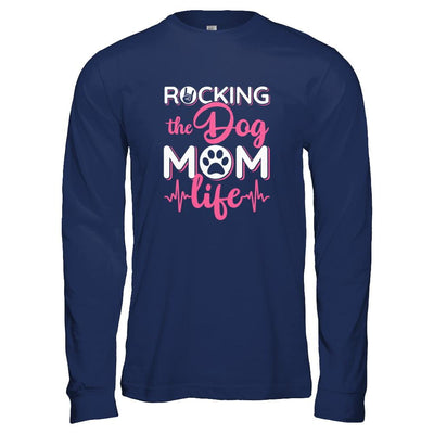 Rocking The Dog Mom Life-T-Shirt & Tank Top-Long Sleeve T-Shirt-Navy