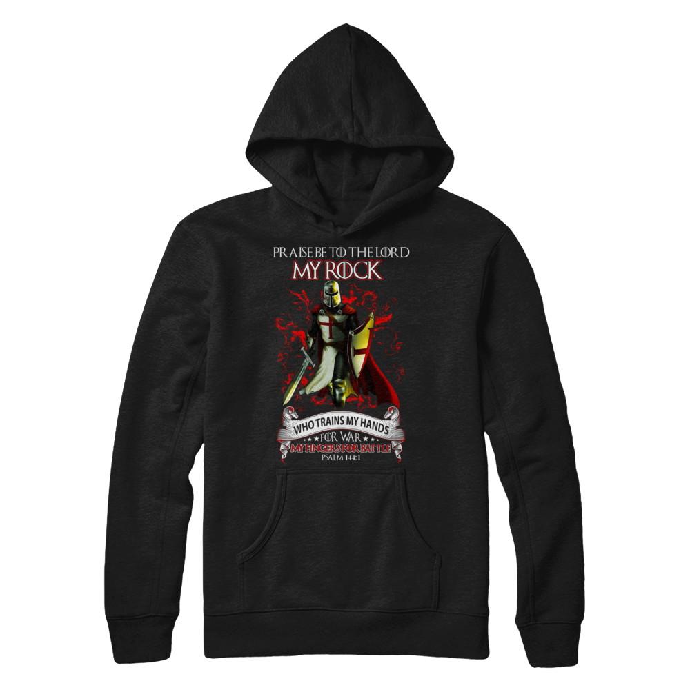 Praise The Lord My Rock Who Trains My Hands For War-T-Shirt & Hoodie-Pullover Hoodie-Black