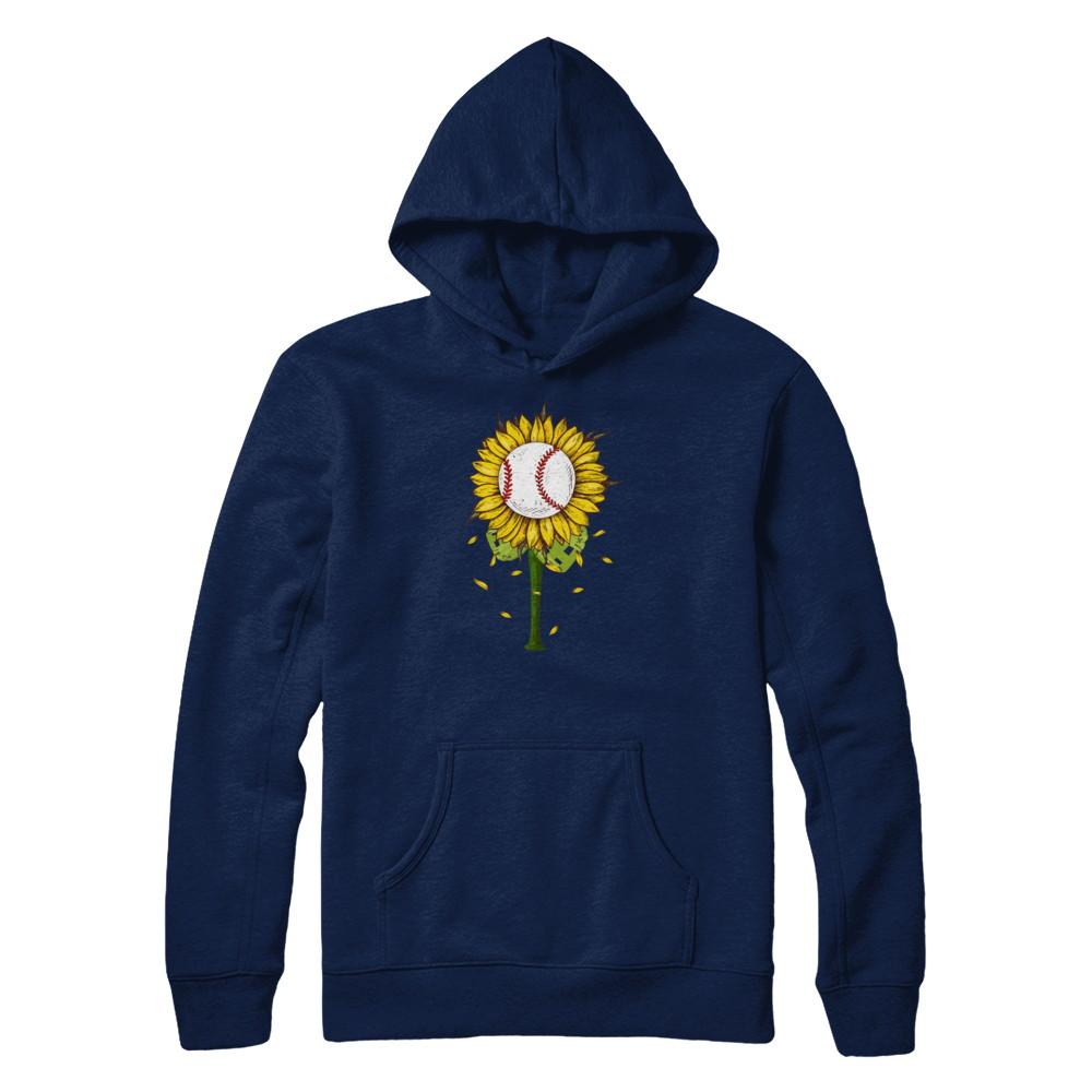 Sunflower Baseball Mom Daughter Lover Gift-T-Shirt & Tank Top-Pullover Hoodie-Navy
