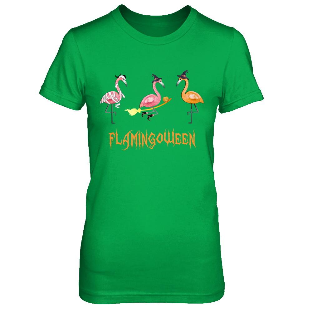 Funny Flamingoween Flamingo Halloween Gifts-T-Shirt & Hoodie-Women's T-Shirt-Irish Green