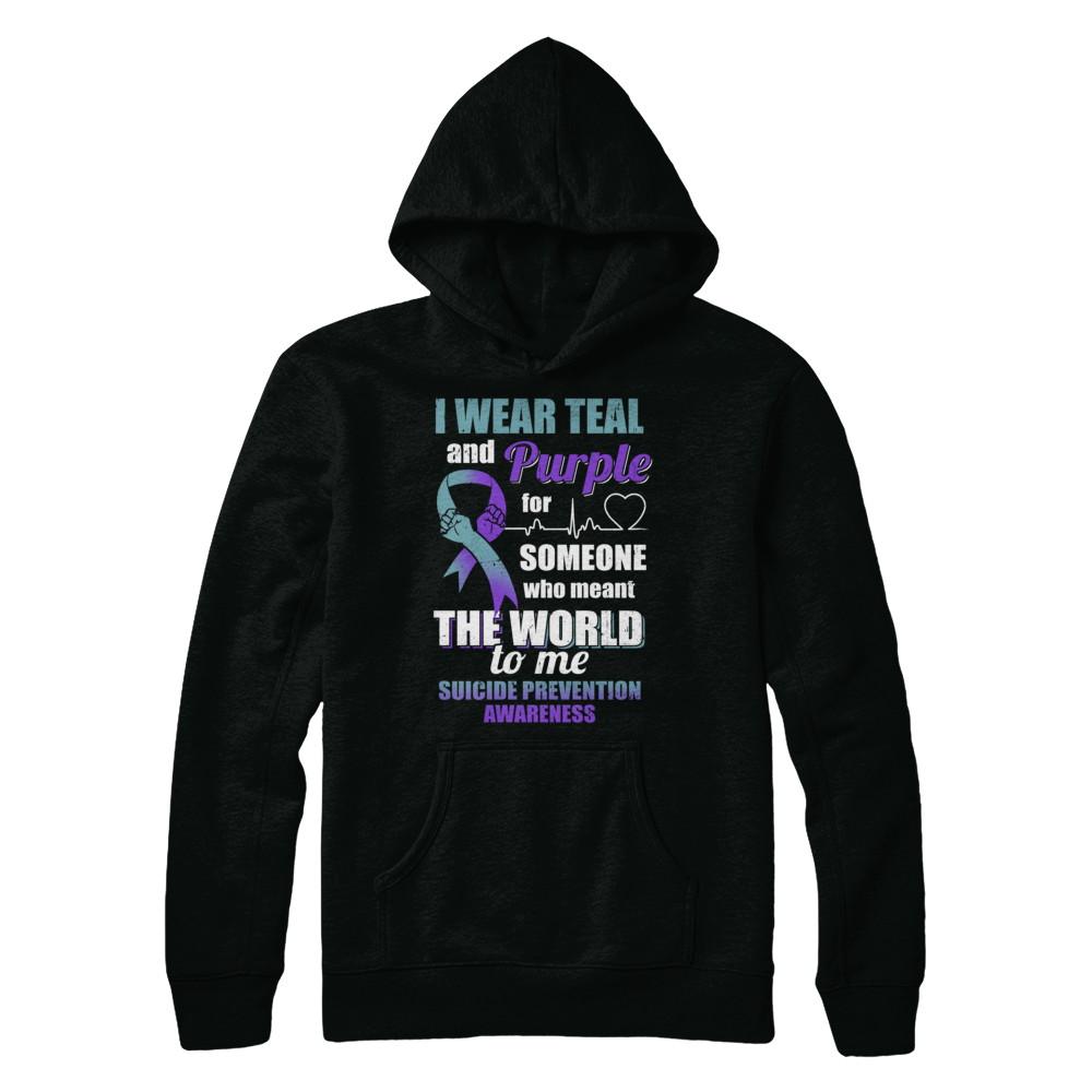 I Wear Teal And Purple For Someone Suicide Prevention Awareness-T-Shirt & Hoodie-Pullover Hoodie-Black