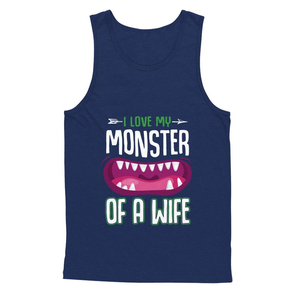 Monster Of A Wife Funny Couples Halloween-T-Shirt & Hoodie-Unisex Tank-Navy