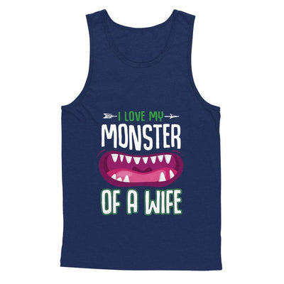 Monster Of A Wife Funny Couples Halloween-T-Shirt & Hoodie-Unisex Tank-Navy