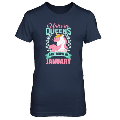 Unicorn Queens Are Born In January Birthday Gift-T-Shirt & Tank Top-Women's T-Shirt-Navy