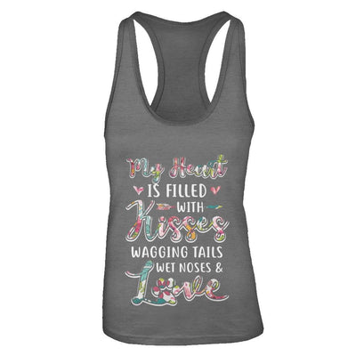My Heart Is Filled With Kisses Wagging Tails Wet Noses Dog-T-Shirt & Tank Top-Women's Ideal Racerback Tank-Dark Grey