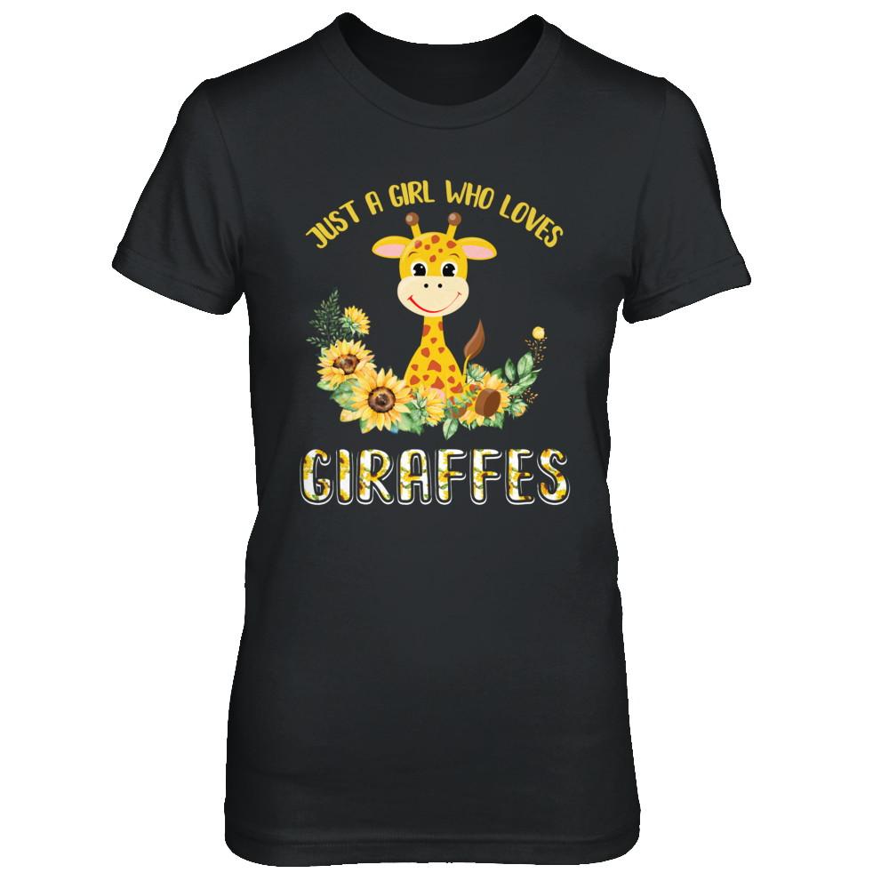 Just A Girl Who Loves Giraffes And Sunflowers-T-Shirt & Hoodie-Women's T-Shirt-Black