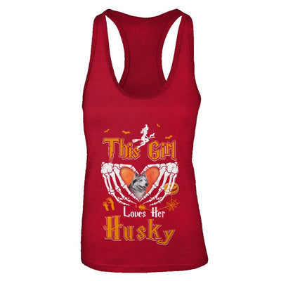 This Girl Love Her Dog Husky Halloween-T-Shirt & Tank Top-Women's Ideal Racerback Tank-Red