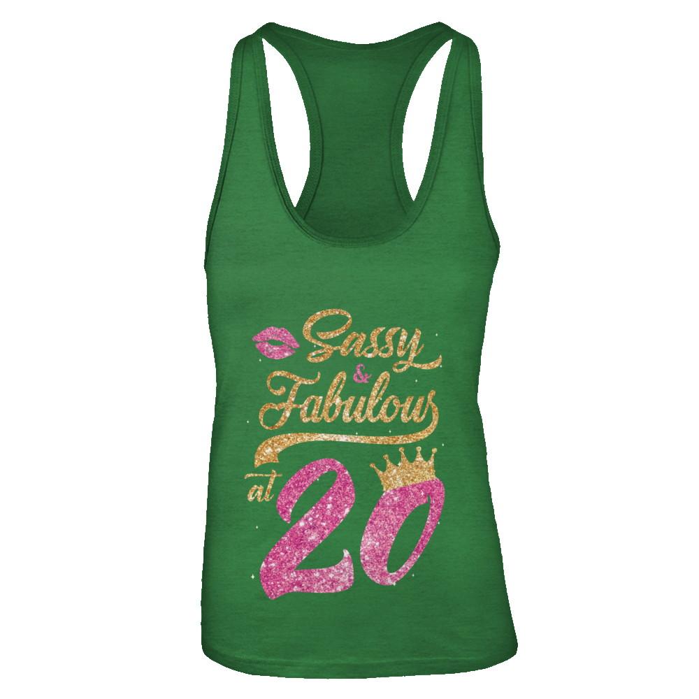 Sassy And Fabulous At 20th 2001 Birthday Gift-T-Shirt & Tank Top-Women's Ideal Racerback Tank-Kelly Green