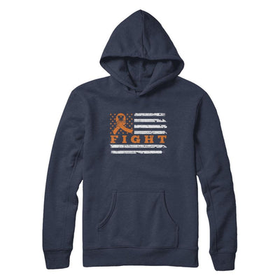 Fight Orange Ribbon US Flag Multiple Sclerosis Awareness-T-Shirt & Hoodie-Pullover Hoodie-Navy