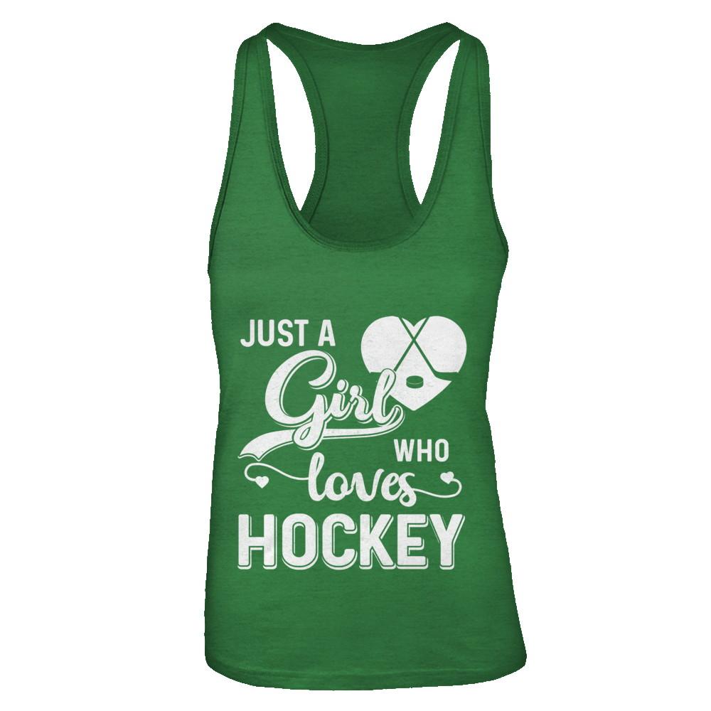 Just A Girl Who Loves Hockey-T-Shirt & Tank Top-Women's Ideal Racerback Tank-Kelly Green