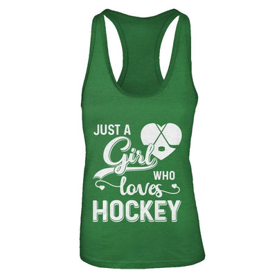 Just A Girl Who Loves Hockey-T-Shirt & Tank Top-Women's Ideal Racerback Tank-Kelly Green
