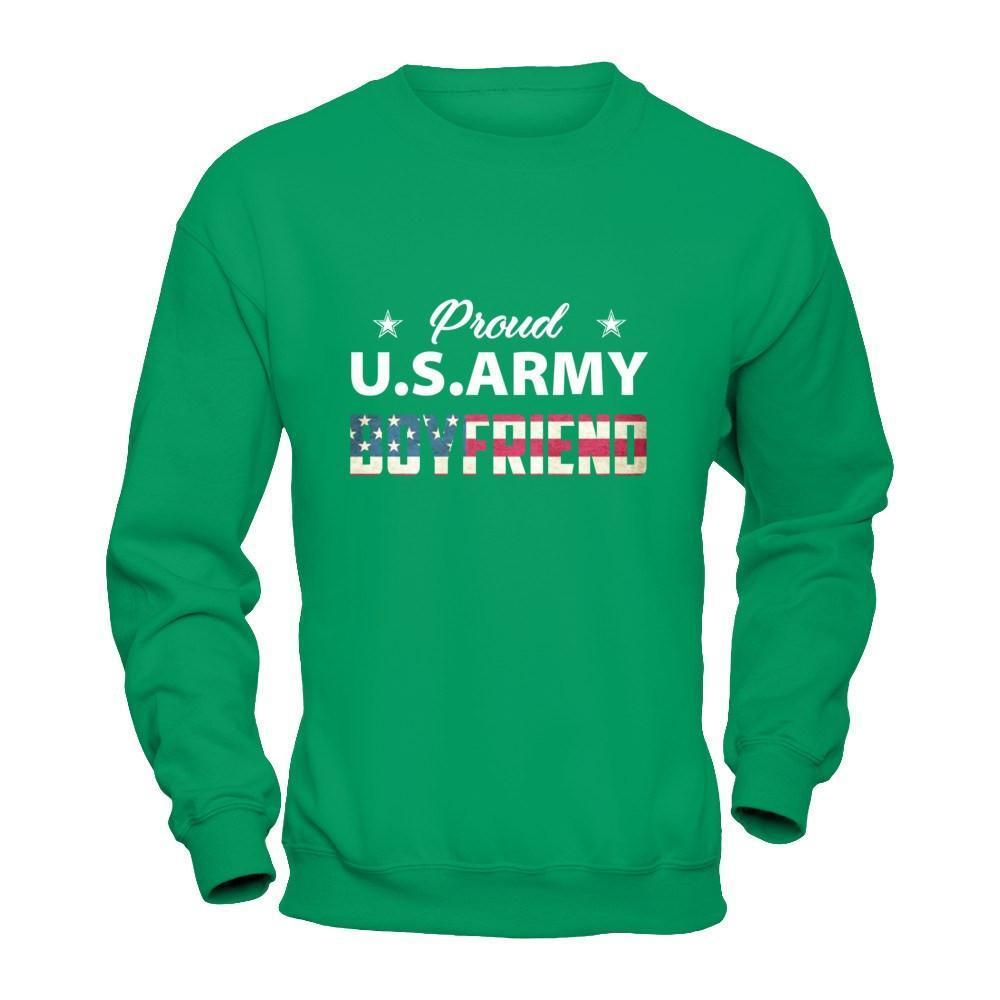 Proud Us Army Boyfriend-T-Shirt & Hoodie-Crewneck Sweatshirt-Irish Green
