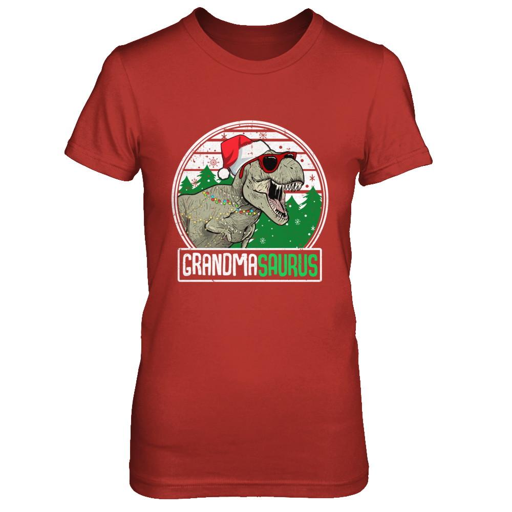 Grandmasaurus Grandma Dinosaur T-Rex Family Christmas-T-Shirt & Sweatshirt-Women's T-Shirt-Red