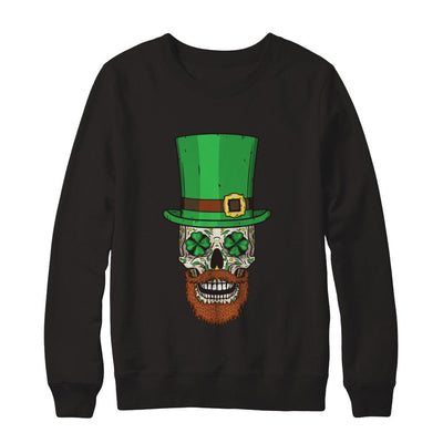 Sugar Skull Leprechaun St Patricks Day-T-Shirt & Hoodie-Crewneck Sweatshirt-Black