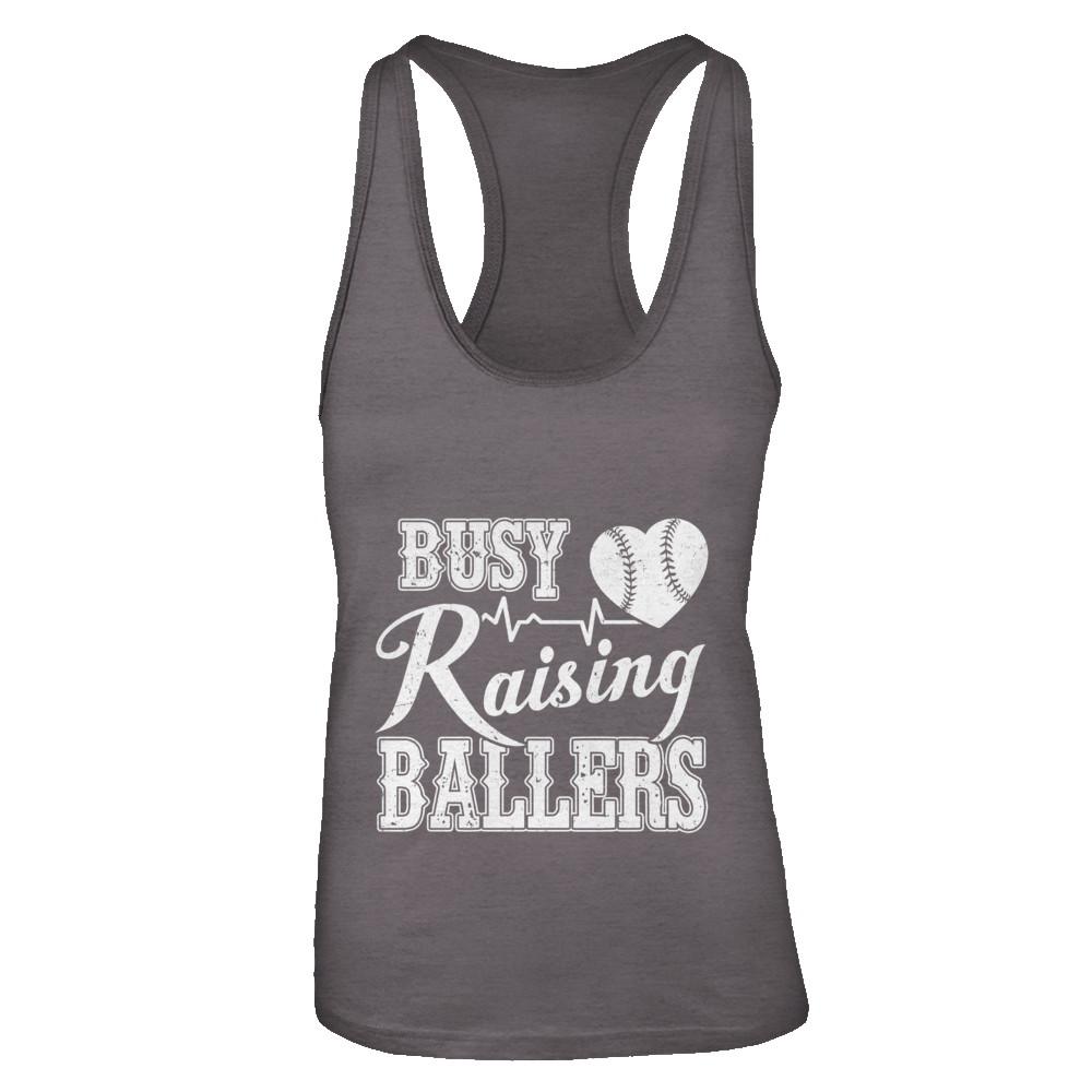 Busy Raising Ballers Baseball-T-Shirt & Tank Top-Women's Ideal Racerback Tank-Dark Grey