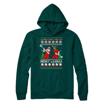 Lacrosse Santa Reindeer Merry Laxmas Ugly Christmas Sweater-T-Shirt & Sweatshirt-Pullover Hoodie-Deep Forest