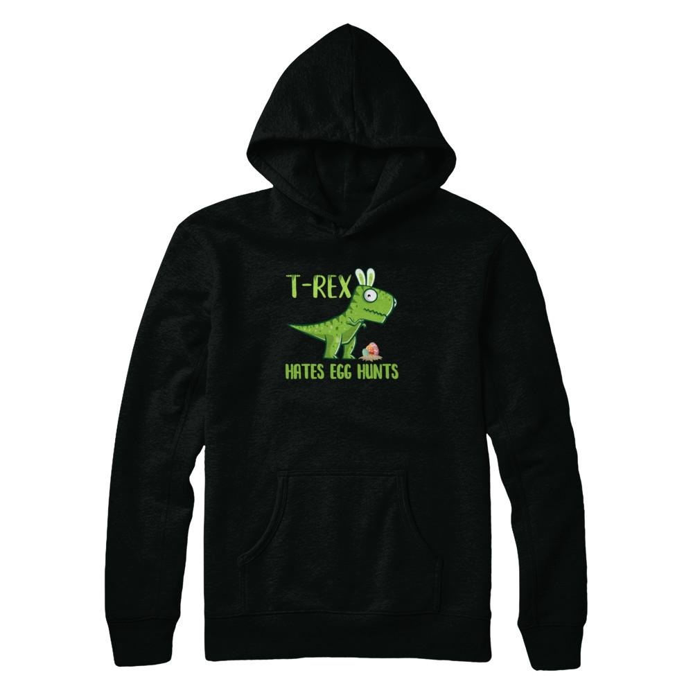 Funny Easter Bunny Dinosaur T-Rex Hates Egg Hunts-T-Shirt & Tank Top-Pullover Hoodie-Black