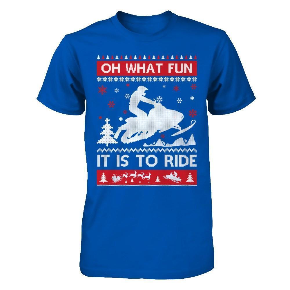 Snowmobile Sweater Christmas Oh What Fun It Is To Ride-T-Shirt & Hoodie-Premium T-Shirt-Royal