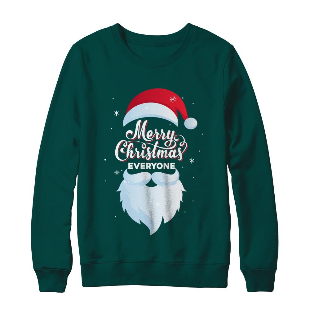 Santa Claus Merry Christmas Everyone Message For Xmas-T-Shirt & Sweatshirt-Crewneck Sweatshirt-Deep Forest