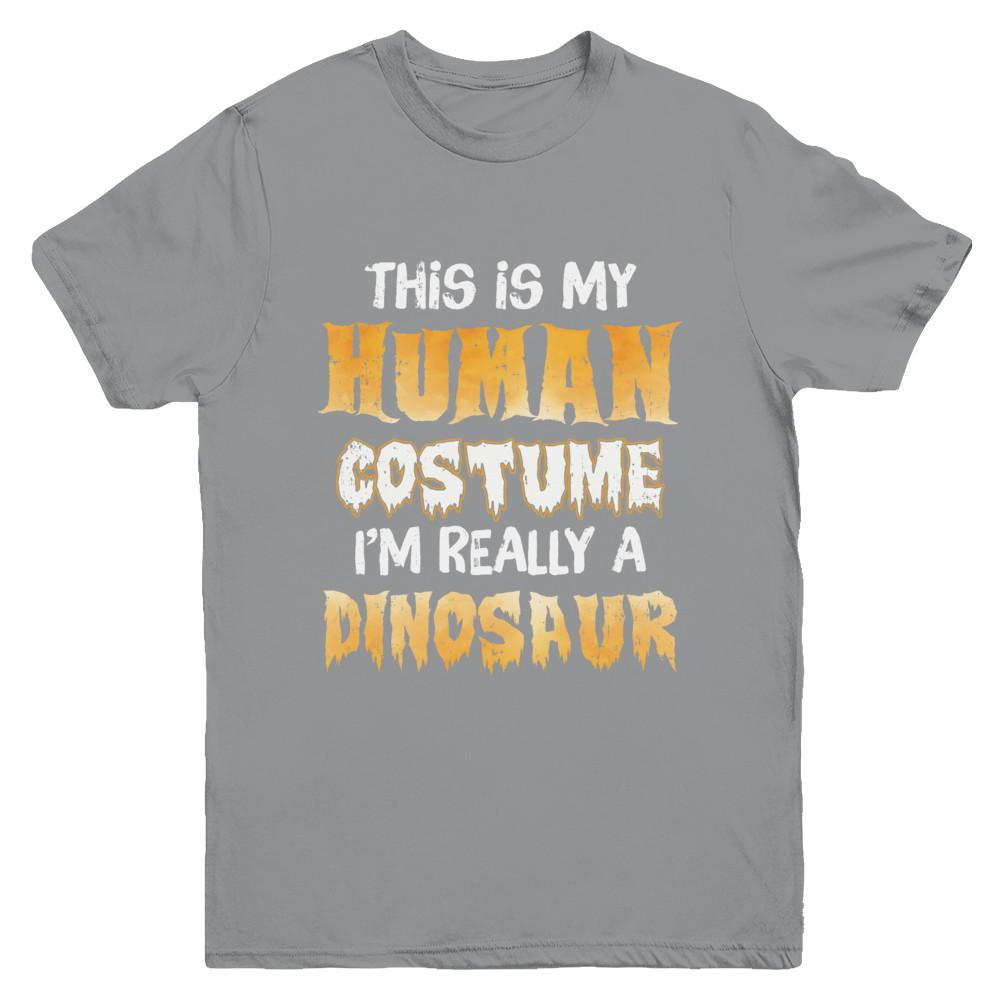 This Is My Human Costume Dinosaur T-Rex Halloween Youth-Youth Shirt-Youth T-Shirt-Sport Grey
