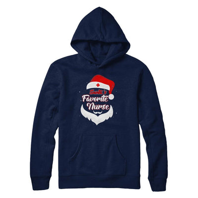 Santa's Favorite Nurse Funny Christmas Nursing-T-Shirt & Hoodie-Pullover Hoodie-Navy