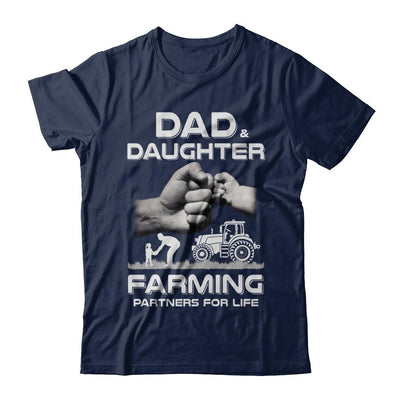 Farmer Dad And Daughter Farming Partners For Life Fathers Day-T-Shirt & Hoodie-Classic T-Shirt-Navy
