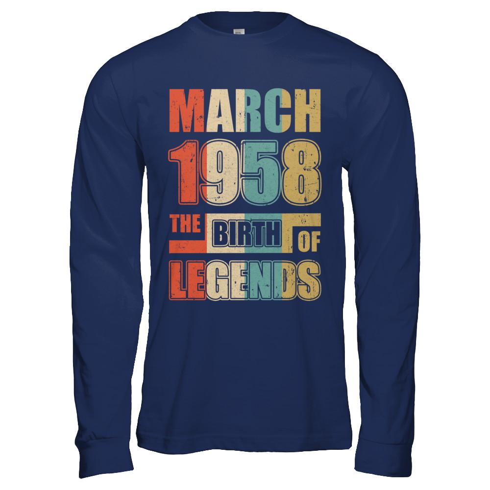 Vintage Retro March 1958 Birth Of Legends 63th Birthday-T-Shirt & Hoodie-Long Sleeve T-Shirt-Navy