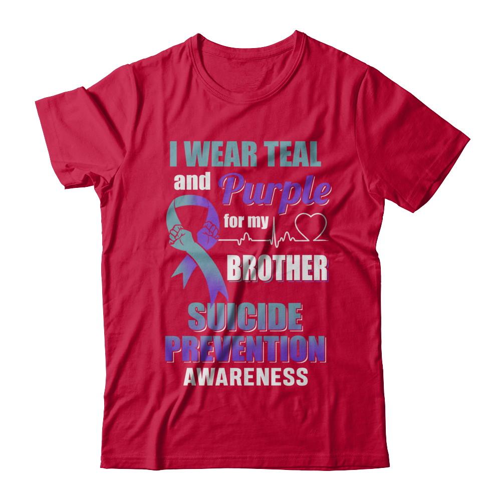 I Wear Teal Purple For My Brother Suicide Prevention-T-Shirt & Hoodie-Classic T-Shirt-Red