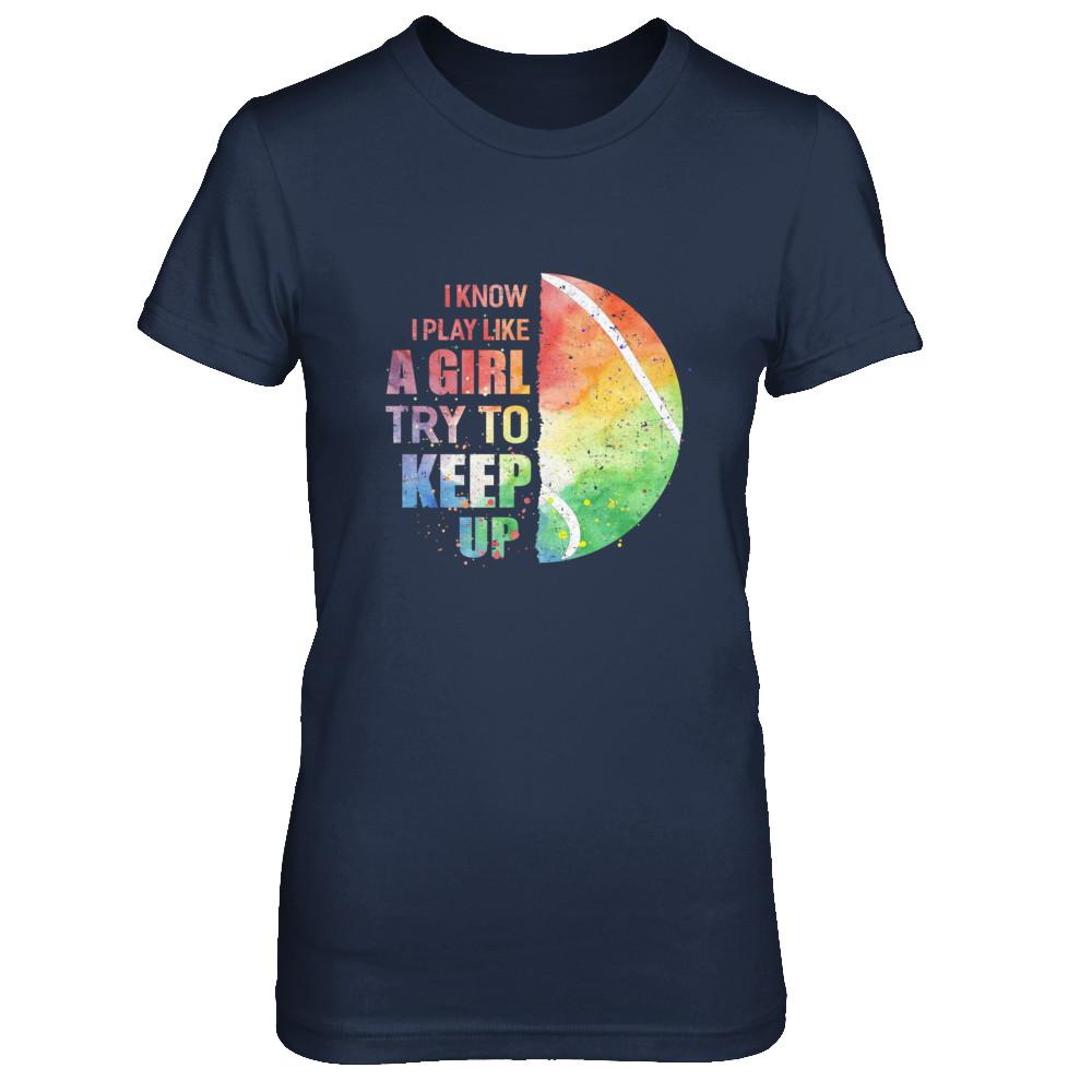 Yeah I Play Like A Girl Tennis Girl-T-Shirt & Hoodie-Women's T-Shirt-Navy