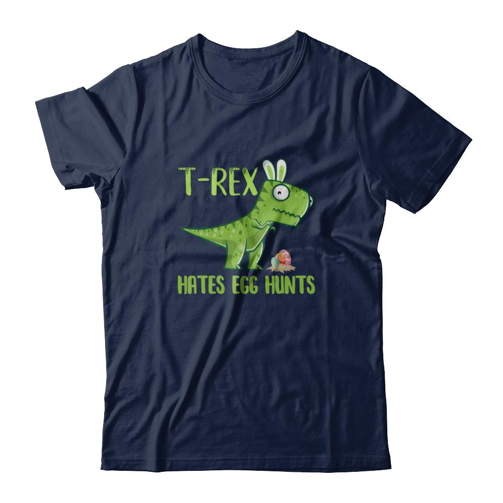 Funny Easter Bunny Dinosaur T-Rex Hates Egg Hunts-T-Shirt & Tank Top-Classic T-Shirt-Navy