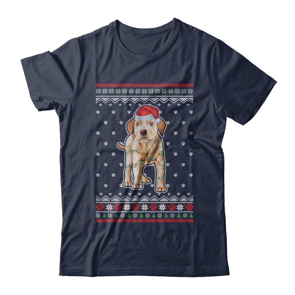 Labrador Christmas Ugly Sweater Lights Dog Xmas Gift-T-Shirt & Sweatshirt-Classic T-Shirt-Navy