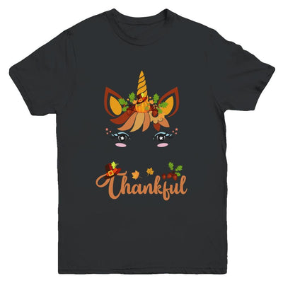 Thanksgiving Unicorn Pumpkin For Kids Youth-Youth Shirt-Youth T-Shirt-Black