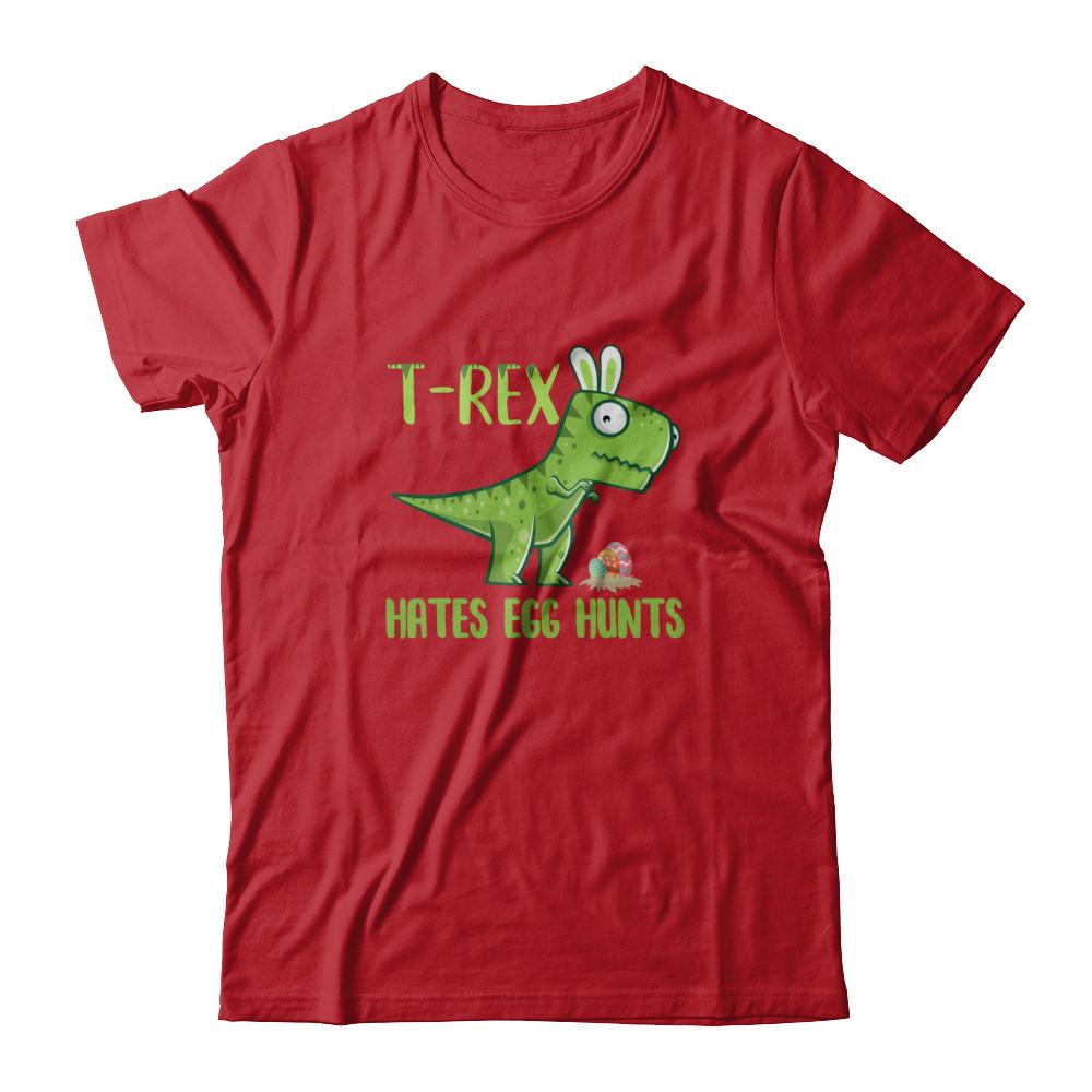 Funny Easter Bunny Dinosaur T-Rex Hates Egg Hunts-T-Shirt & Tank Top-Classic T-Shirt-Red