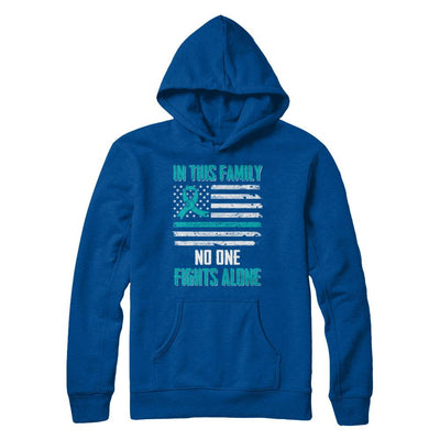 In This Family No One Fights Alone Ovarian Cancer-T-Shirt & Hoodie-Pullover Hoodie-Deep Royal