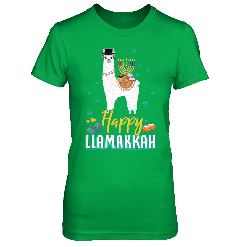 Funny Happy Llamakkah Hanukkah Llama-T-Shirt & Sweatshirt-Women's T-Shirt-Irish Green
