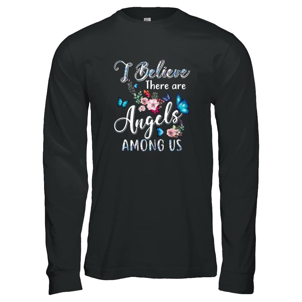I Believe There Are Angels Among Us Cute Butterfly-T-Shirt & Tank Top-Long Sleeve T-Shirt-Black