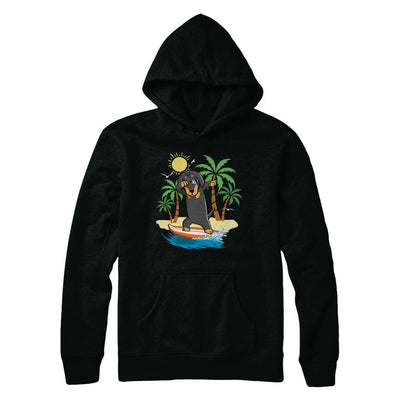 Summer Vacation Dabbing Dachshund Surfing Surfboard Gift-T-Shirt & Hoodie-Pullover Hoodie-Black