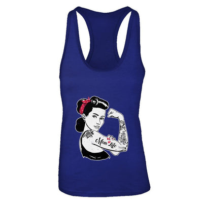 Mom Life Tattoos Tattooed Inked Woman-T-Shirt & Tank Top-Women's Ideal Racerback Tank-Royal