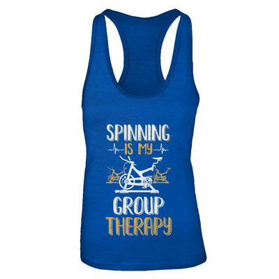 Fitness Gym Mom Spinning Is My Group Therapy-T-Shirt & Tank Top-Women's Ideal Racerback Tank-Royal