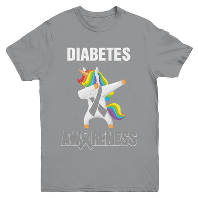 Inspirational Diabetes Awareness Unicorn Support Youth-Youth Shirt-Youth T-Shirt-Sport Grey