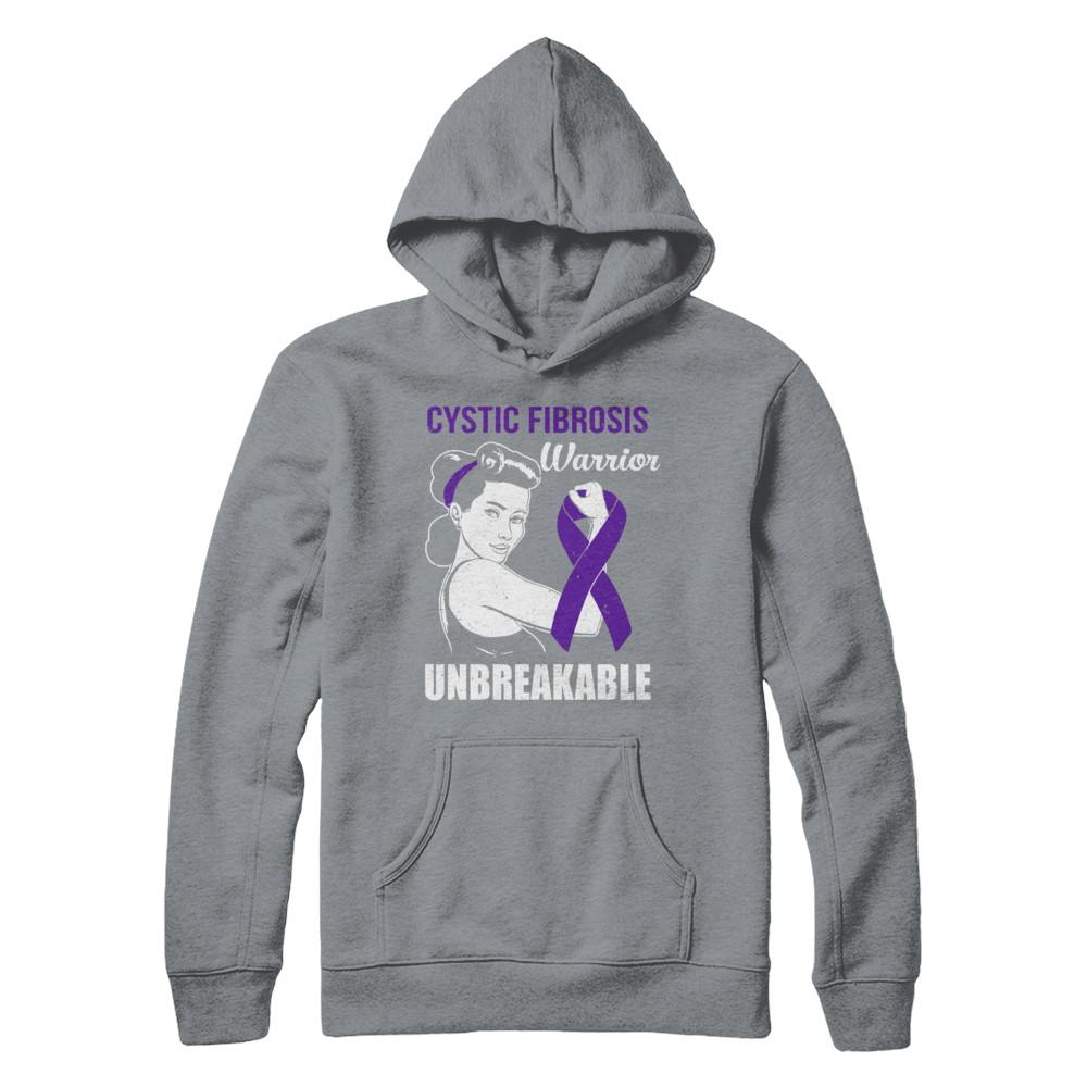 Cystic Fibrosis Warrior Unbreakable Cystic Fibrosis Awareness-T-Shirt & Hoodie-Pullover Hoodie-Light Steel
