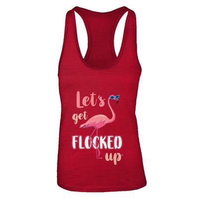 Let's Get Flocked Up Funny Pink Flamingo-T-Shirt & Tank Top-Women's Ideal Racerback Tank-Red